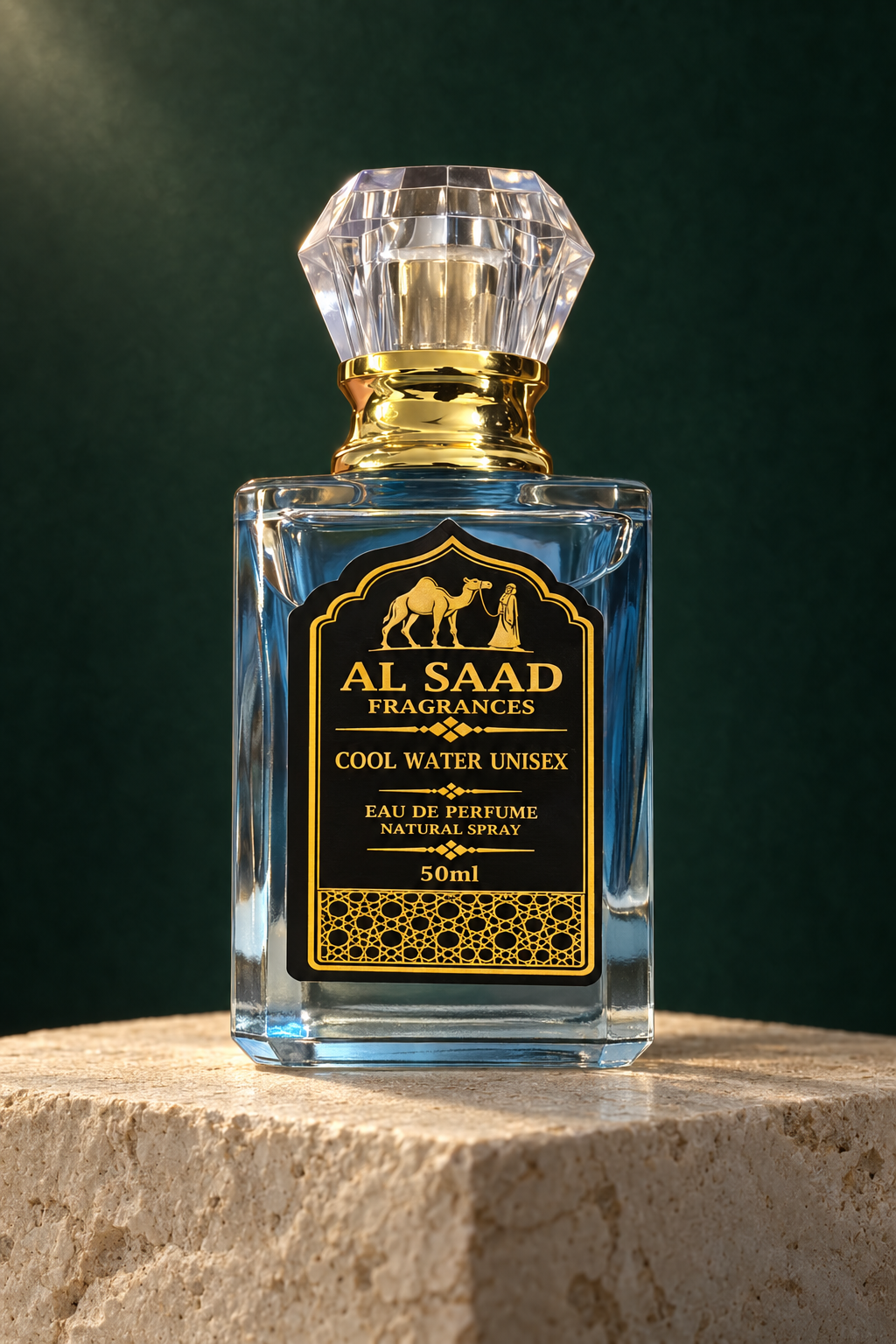 Cool Water Unisex 50 ml bottle, art-directed studio portrait